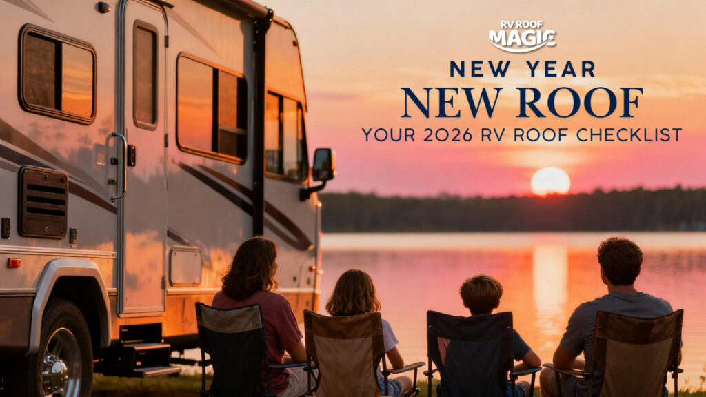 RV Roof maintenance resolutions for 2026, including inspections, cleaning, leak repair, and recoating tips.